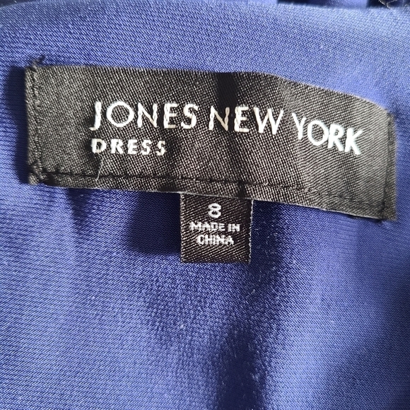JONES NEW YORK Cobalt Blue Short Sleeve V Neck Midi Dress Size 8 - Picture 5 of 7